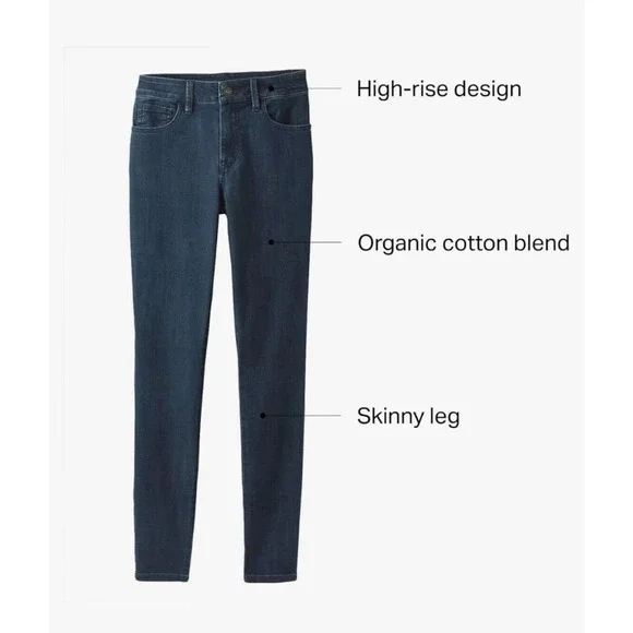 prAna Womens Oday Organic Cotton High Rise Skinny Jeans Sz 8 Regular Indigo NWT - Picture 5 of 10